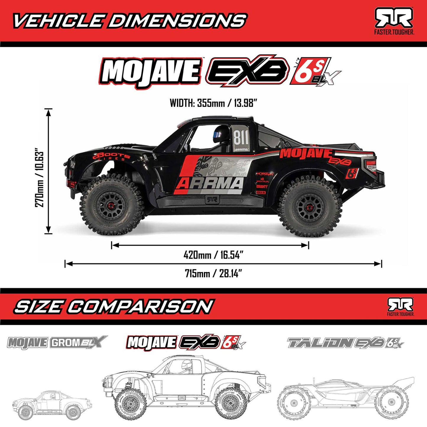 ARA7704V3T1 1/7 Arrma Mojave 6S EXB