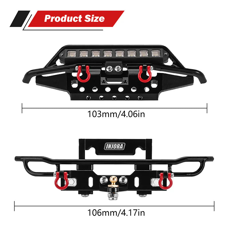 INJ4M-43FR INJORA CNC Aluminum Front Rear Bumpers V2 for 1/18 TRX4M Bronco (4M-43)