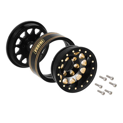 INJYQW-1301BGD INJORA 1.3" 70*27mm -3.75mm Offset Brass Wheels Set for Micro Crawlers (4)