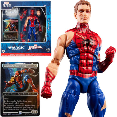 HSG0638 Spider-Man Marvel Legends Magic: The Gathering Battle-Damaged Spider-Man 6-Inch Action Figure and Card