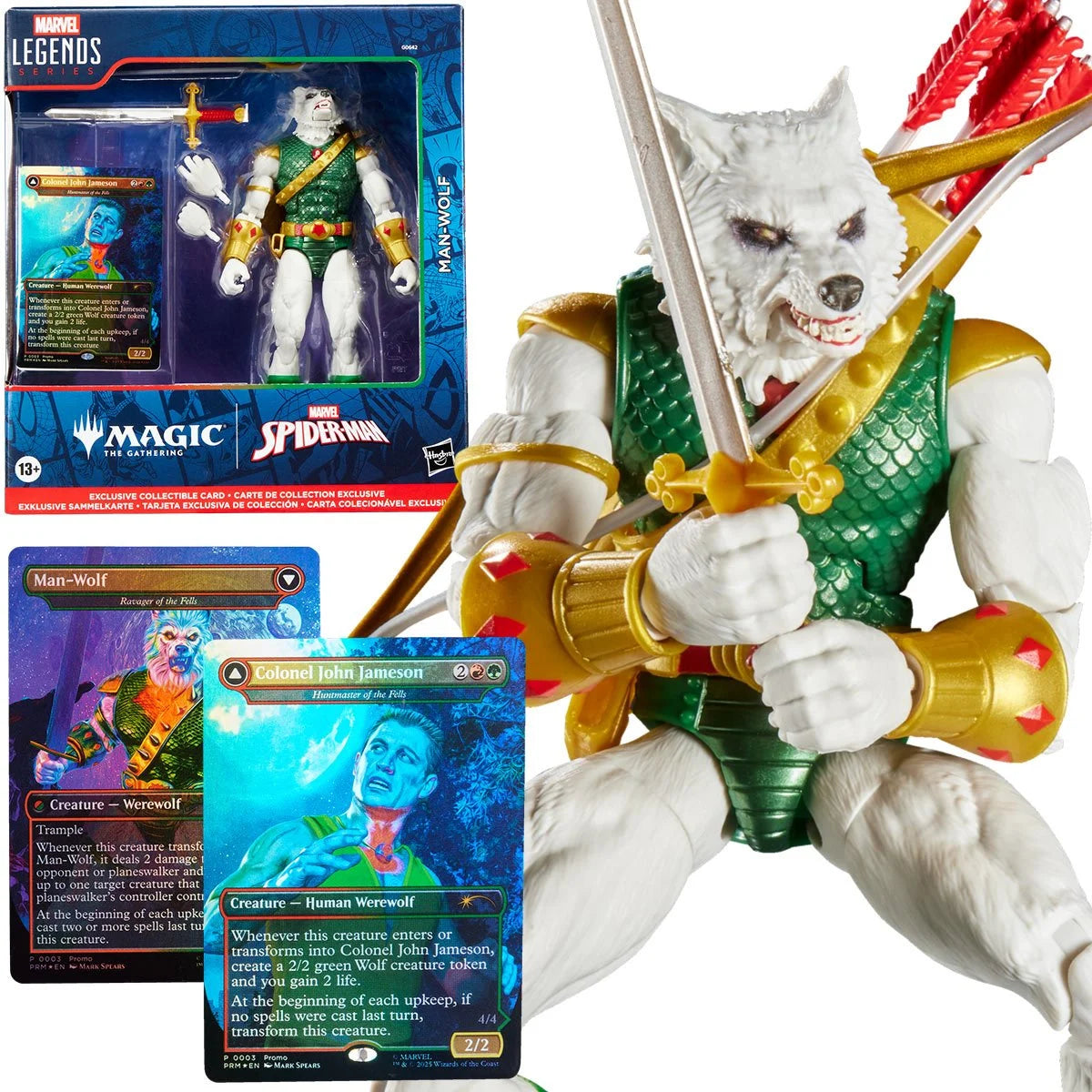HSG0642 Spider-Man Marvel Legends Magic: The Gathering Man-Wolf 6-Inch Action Figure and Card