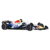 Formula 1 car with visible branding on a white background