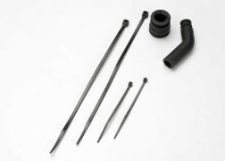 5245X  Pipe coupler, molded (black)/ exhaust deflecter (rubber, black)/ cable ties, long (2)/ cable ties, short (2)