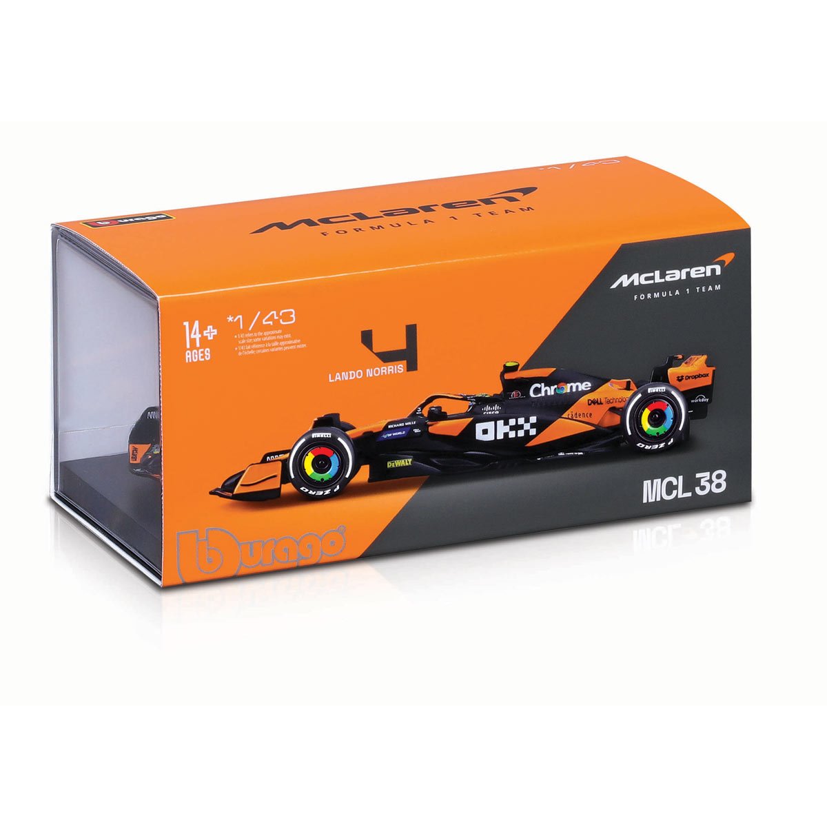 18-38215 Bburago McLaren MCL38 Miami Grand Prix 2024 1/43