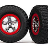 5867  Tire & wheel assy, glued (SCT chrome, red beadlock style wheels, BFGoodrich® Mud-Terrain™ T/A® KM2 tires, inserts) (2)(4WD front/rear, 2WD rear only)