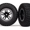 5885 Tire & wheel assy, glued (SCT Split-Spoke, black, satin chrome beadlock wheels, BFGoodrich® Mud-Terrain™ T/A® KM2 tires, inserts) (2) (2WD Front)