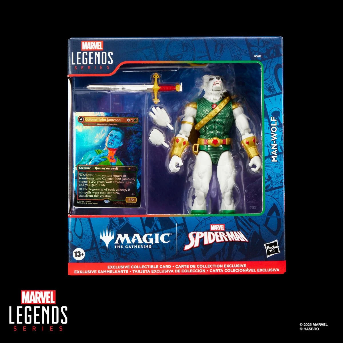 HSG0642 Spider-Man Marvel Legends Magic: The Gathering Man-Wolf 6-Inch Action Figure and Card