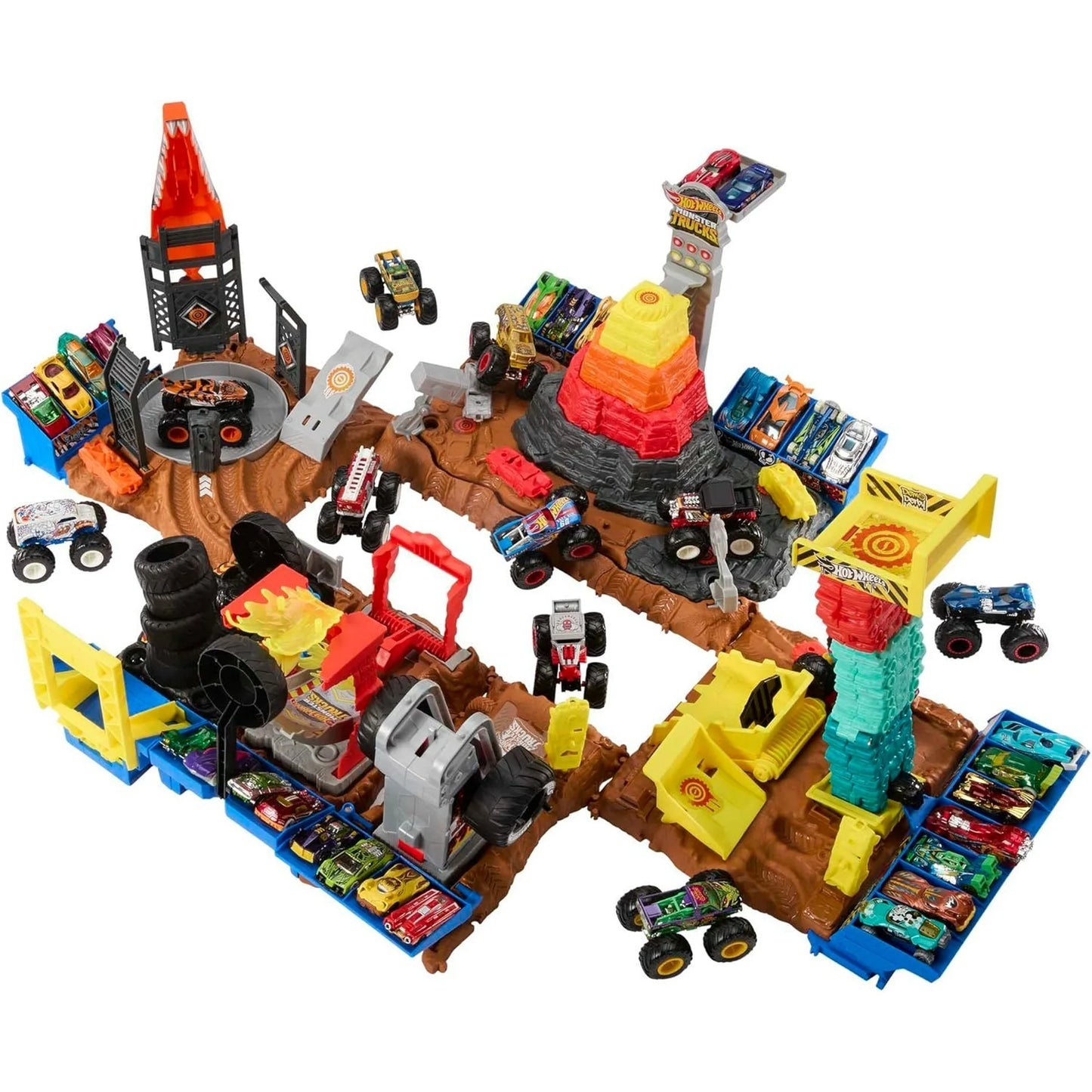 HWHNB89 Hot Wheels Monster Trucks Arena Smashers Race Ace Smash Race Challenge Playset