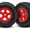 7674R Tires And Wheels, Assembled Glued, For SCT La Trax Prerunner - Red