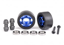 7775X Wheels, wheelie bar, 6061-T6 aluminum (blue-anodized) (2)