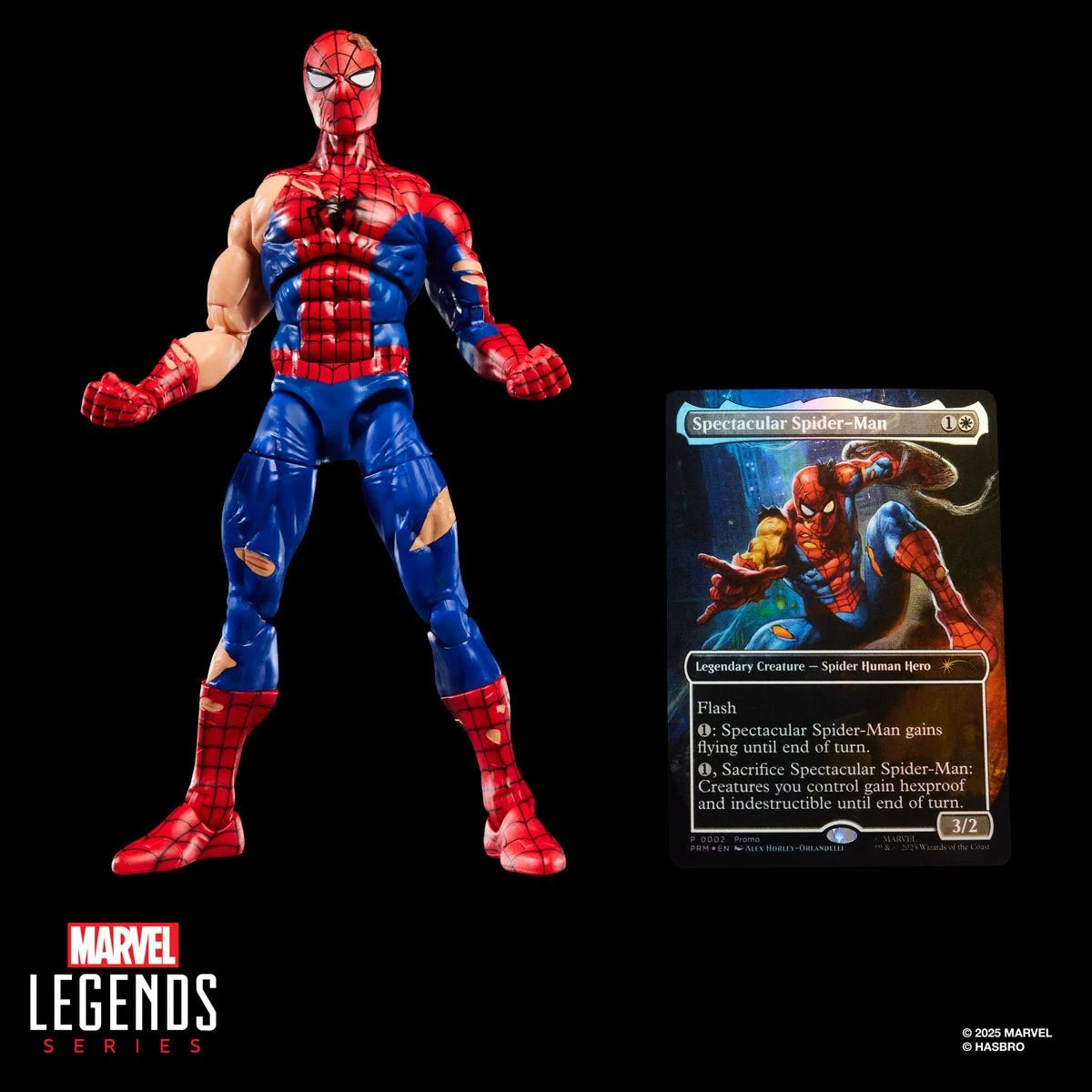 HSG0638 Spider-Man Marvel Legends Magic: The Gathering Battle-Damaged Spider-Man 6-Inch Action Figure and Card