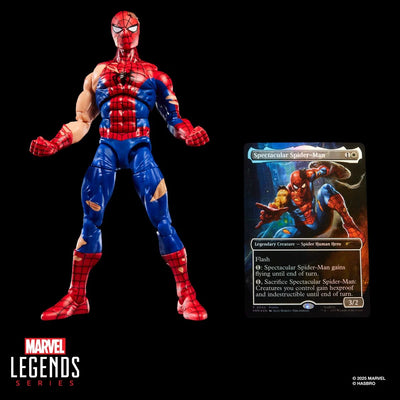 HSG0638 Spider-Man Marvel Legends Magic: The Gathering Battle-Damaged Spider-Man 6-Inch Action Figure and Card