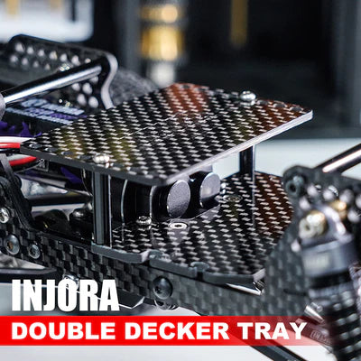 INJ4M-103 INJORA Double Decker Carbon Fiber Tray Battery ESC Receiver Tray for 1/18 TRX4M