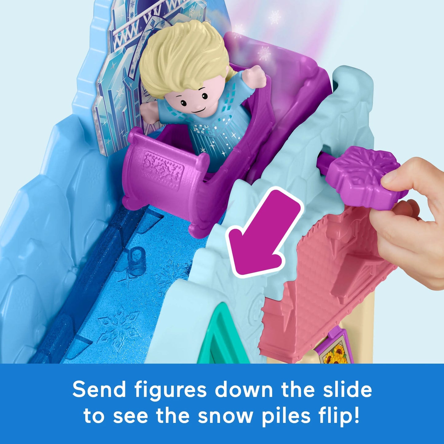 Send Figures Down the Slide to see the snow piles flip