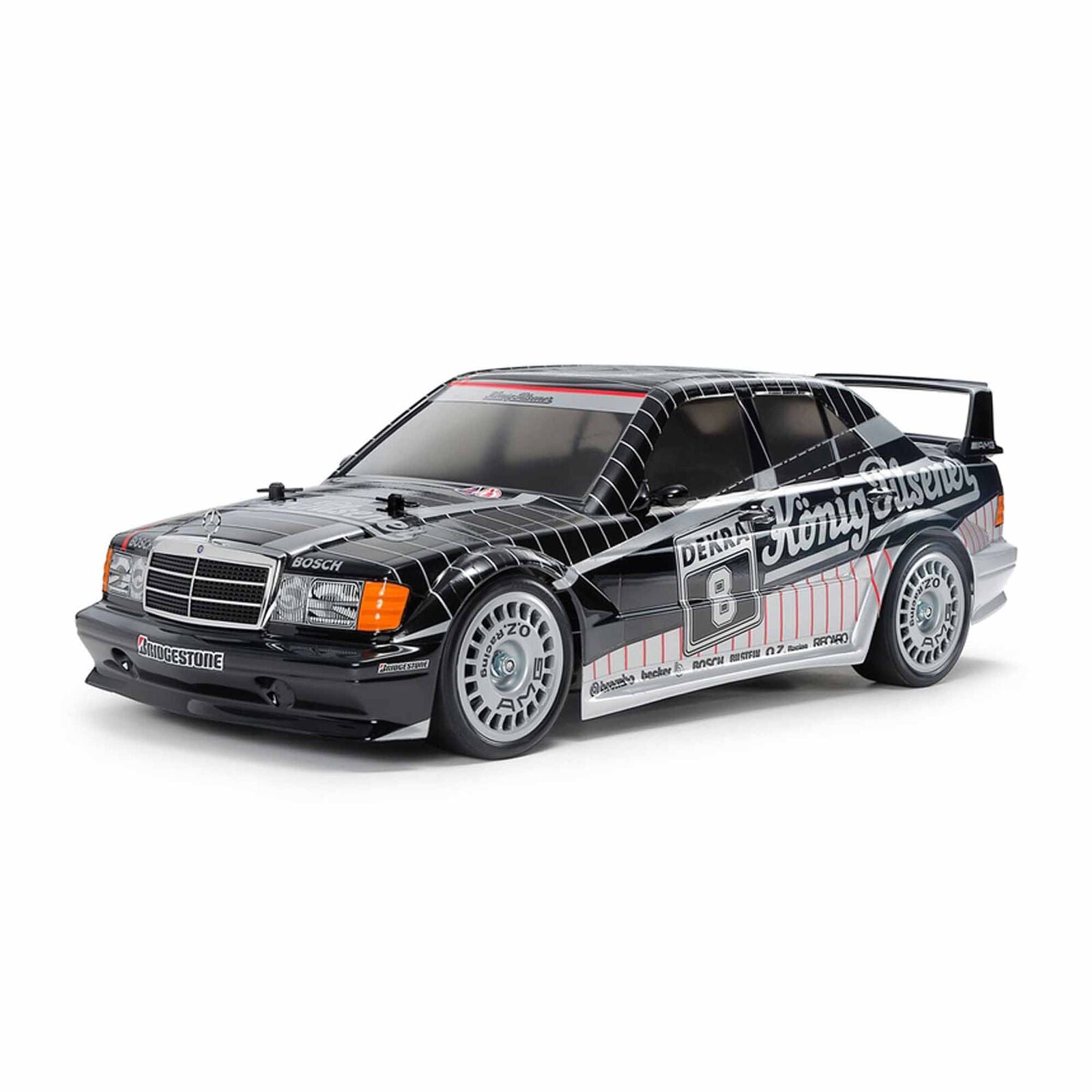 Model car with racing livery on a white background
