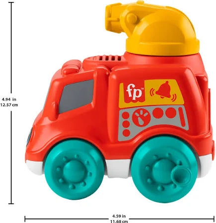 Toy fire truck with measurements