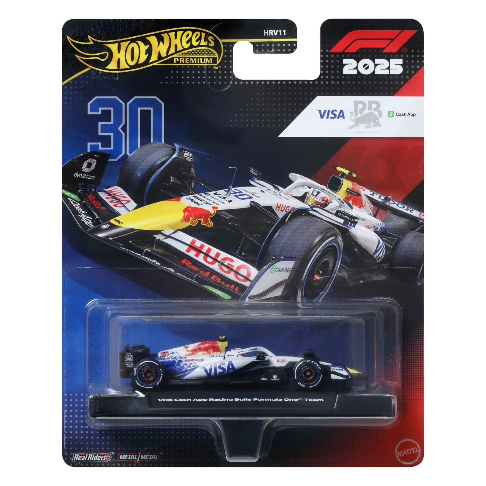 Hot Wheels Formula 1 car packaging with Visa branding