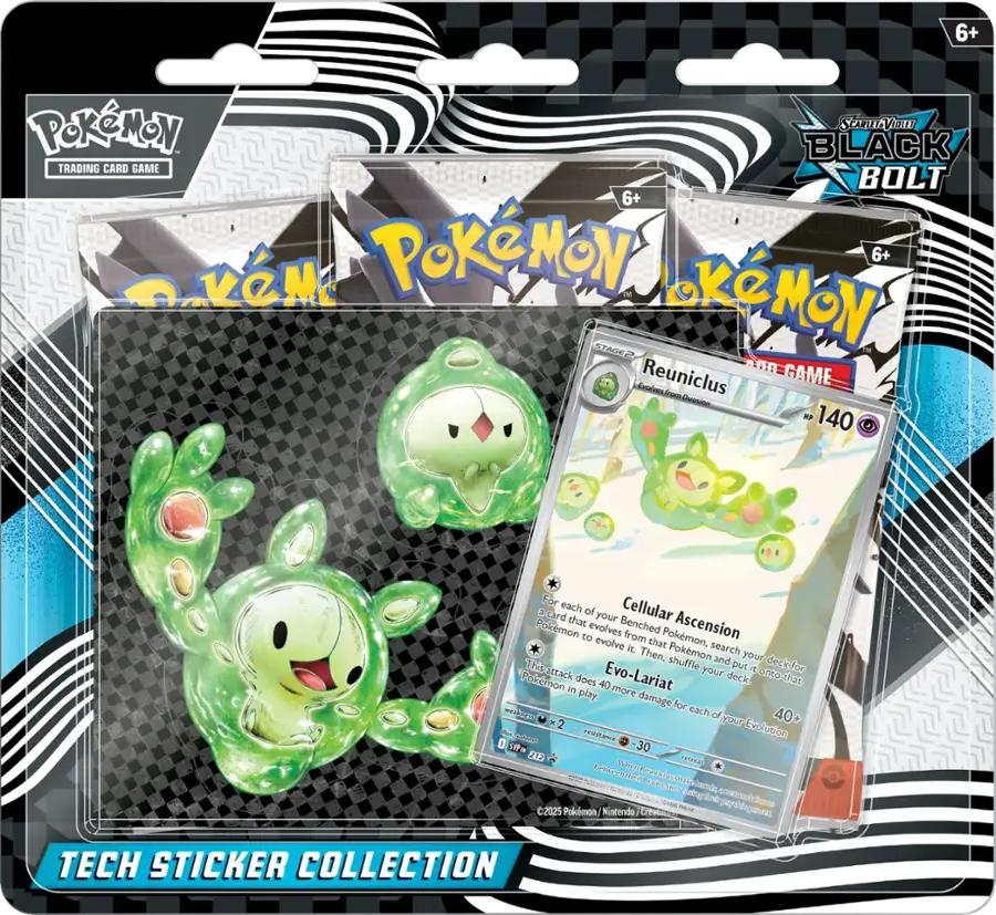 PKU10-10128-108 Pokemon Scarlet & Violet 10.5 Black Bolt 3 Pack Tech Sticker Collection