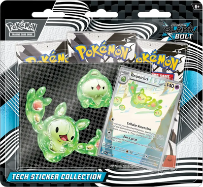 PKU10-10128-108 Pokemon Scarlet & Violet 10.5 Black Bolt 3 Pack Tech Sticker Collection