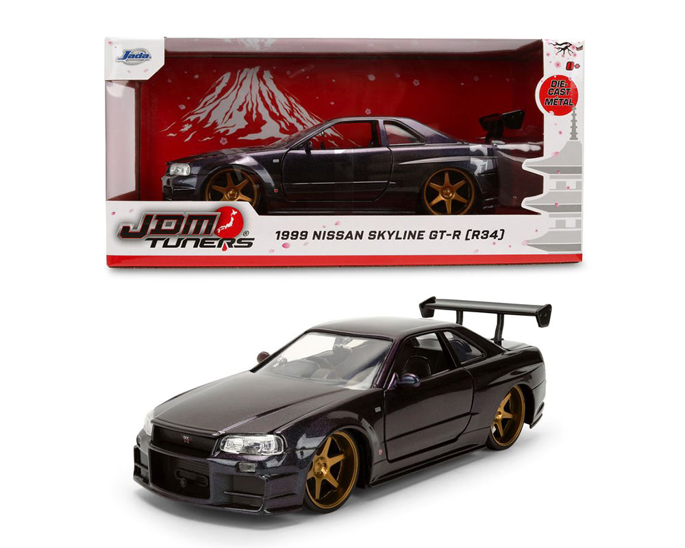Jada 38056 1:24 1999 Nissan Skyline GT-R (R34) – Dark Metallic Blue – JDM Tuners