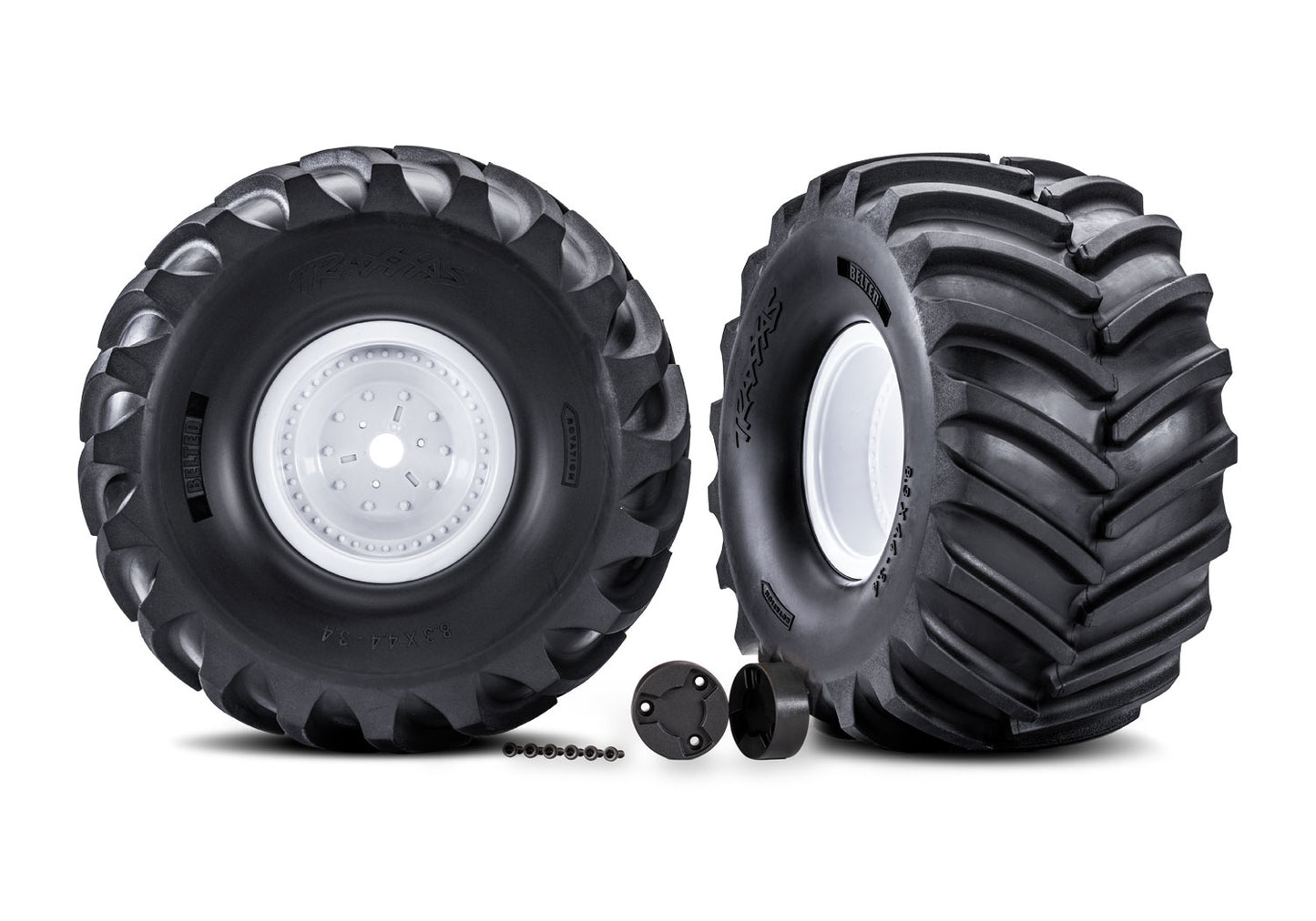 7689 White X-Monster Wheels w/ Terra Groove Tires (2)