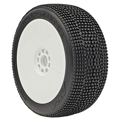 AKA14032QRW 1/8 2AB Super Soft Long Wear Pre-Mounted Tires, White EVO Wheels (2): Buggy