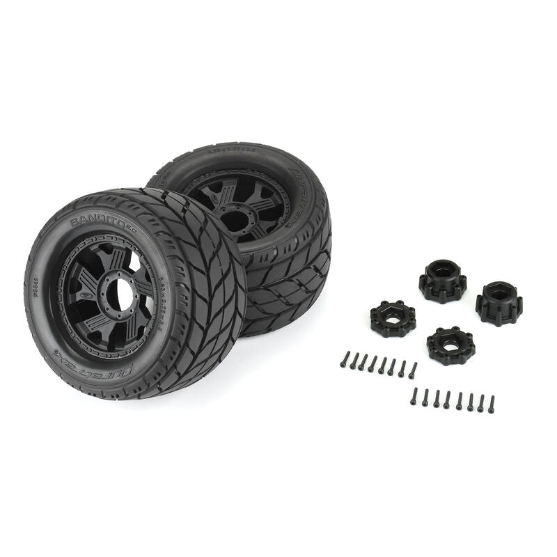 DTX564910 DuraTrax Bandito 2.0 1/8 3.8" Pre-Mounted Truck Tires (Black) (2) w/17mm Hex