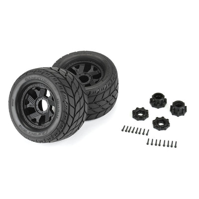 DTX564910 DuraTrax Bandito 2.0 1/8 3.8" Pre-Mounted Truck Tires (Black) (2) w/17mm Hex