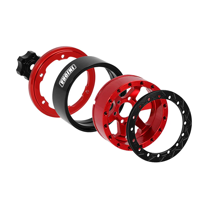 YQW-1313RD INJORA 1.3" Aluminium -5.25mm Offset Wheels for Micro Crawlers (W1313) - RED