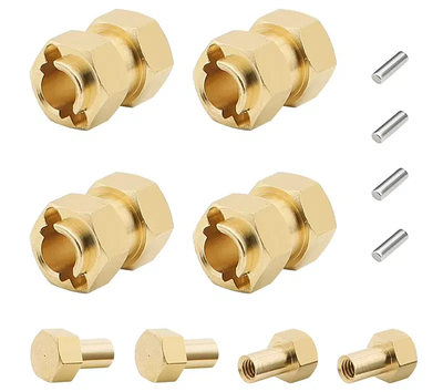 INTC33015 Brass Alloy Machined 10mm Wide Hex (4) Wheel Adapters 1/18