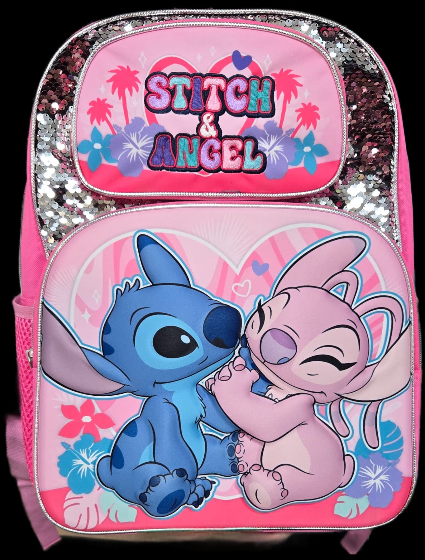 ZUA28011 Stitch 3-D 16" BackPack W/All Over Print Front/Back