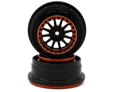 TLHTUDR-19 Treal UDR Wheels (2) Aluminum Beadlock Wheels for UDR-V2-Fitting Hyrax tires- Black+Orange
