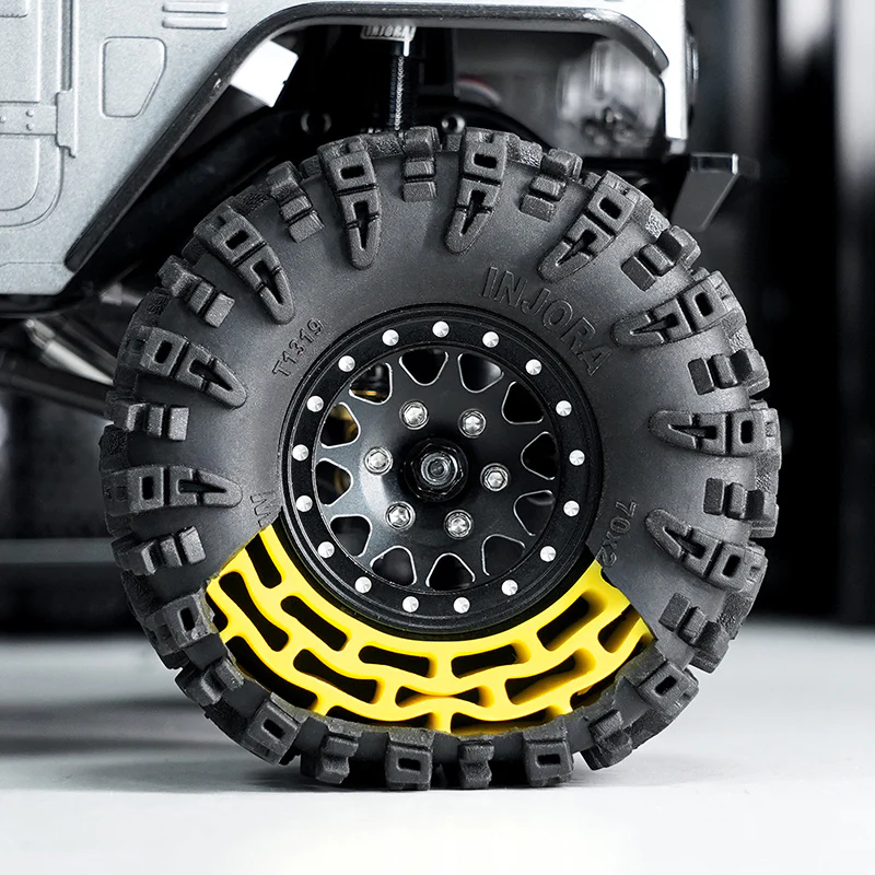 YQT-1319-1370YE INJORA 1.3" Swamp Claw M/T Micro Rock Crawler Tires Combo (4) (70mm OD) (S5) w/Super Soft Silicone Rubber Inserts