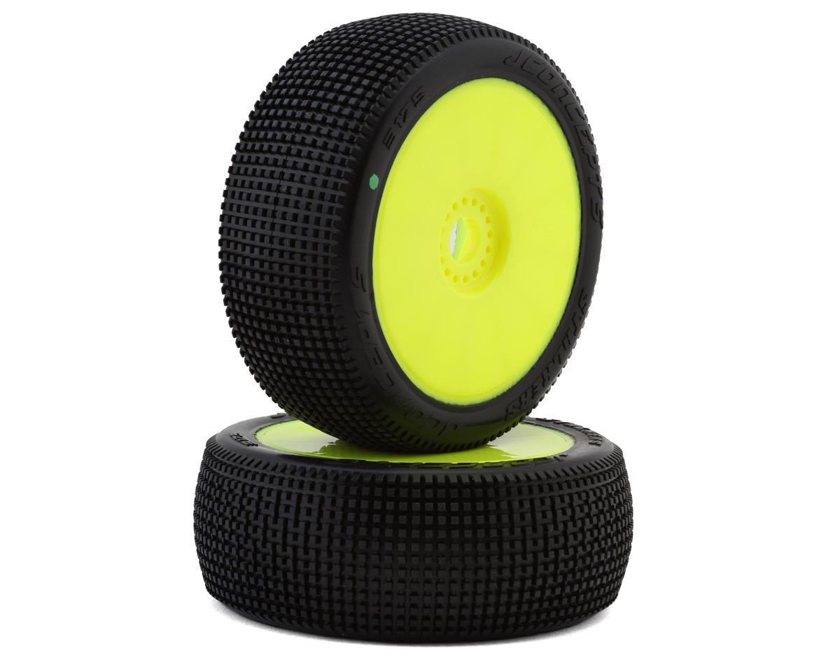 JCO3175-22 JConcepts Stalkers 1/8 Pre-Mounted Buggy Tire (2) (Yellow) (Green)