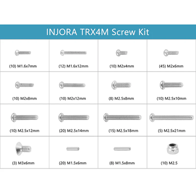 4M-15 INJORA M1.6 M2 M2.5 Grade 12.9 Button Head Stainless Steel Screws Nuts for 1/18 TRX4M