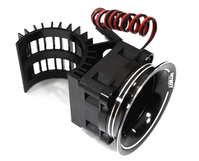 INTC30958BLACK 28mm Motor Heatsink + 25x25mm Cooling Fan w/Intake Ram Funnel for 380 & 390 Size
