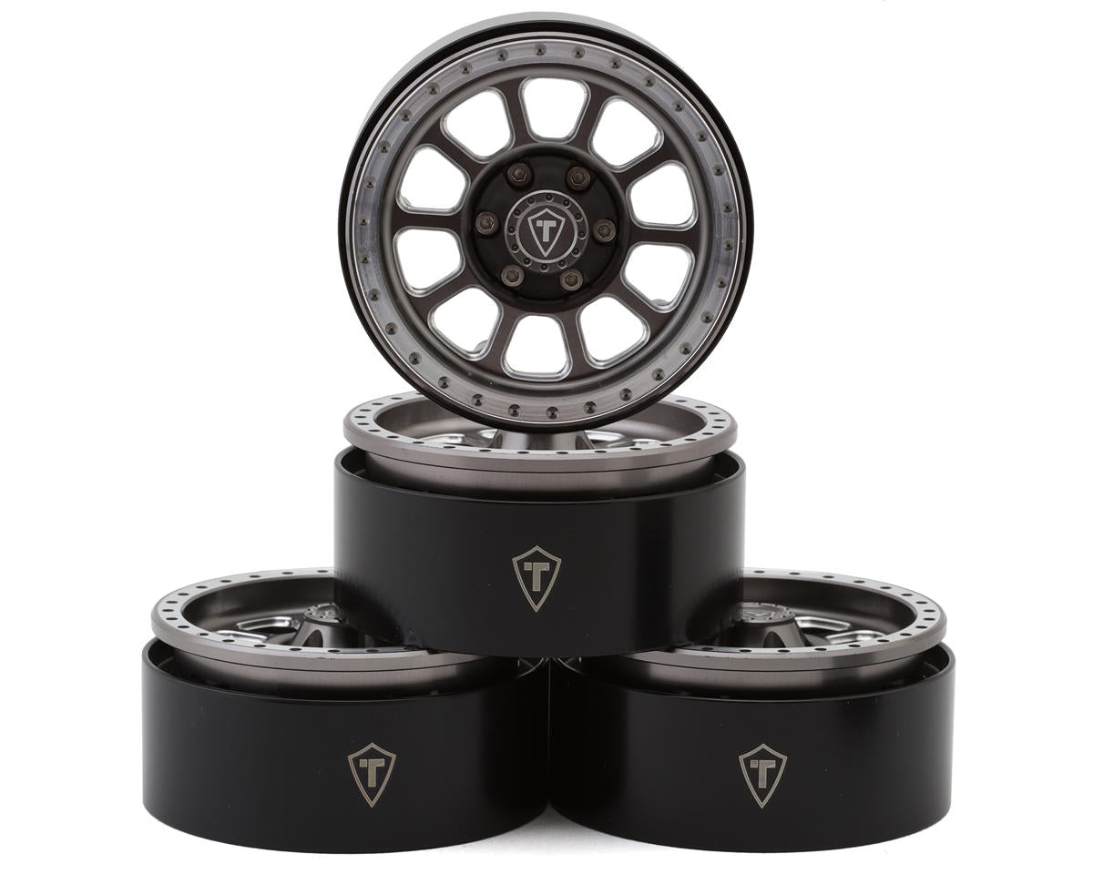 TLHTWHEELS-07 Type V2 1.9" 10-Spoke Beadlock Wheels (Titanium/Silver) (4)