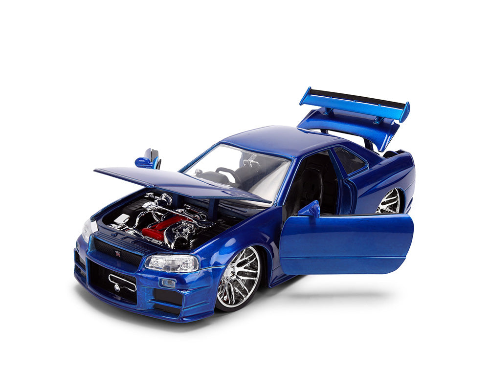 Jada 37704 1:24 Brian’s Nissan Skyline GT-R (R34) – Color Brush Blue – Fast & Furious 25th Anniversary