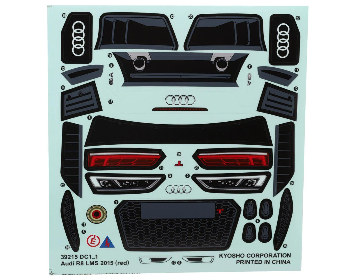 KYO39215LW Kyosho Fazer Audi R8 LMS 2015 Touring Car Body Set (Clear) (200mm)