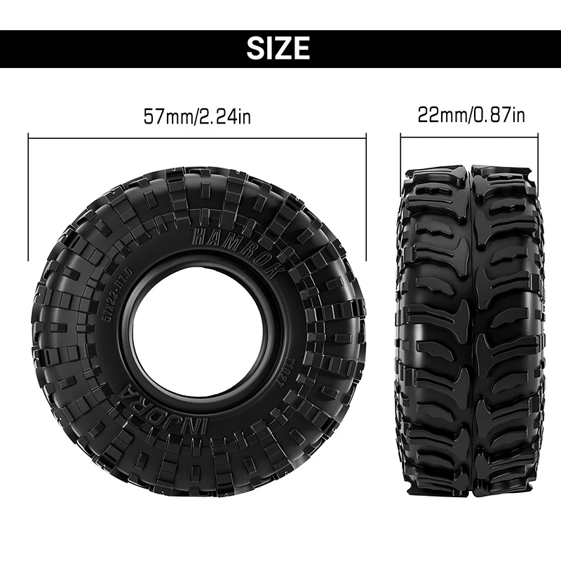 YQT-1027 INJORA 1.0" 57*22mm HAMROK Tires (T1027) (4)