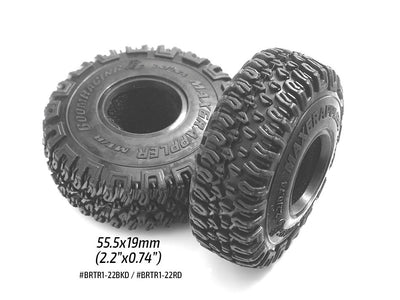 BRTR1-22BKD 1.0" MAXGRAPPLER Scale RC Tire GEKKO Black 55.5x19mm Open Cell Foams (2)