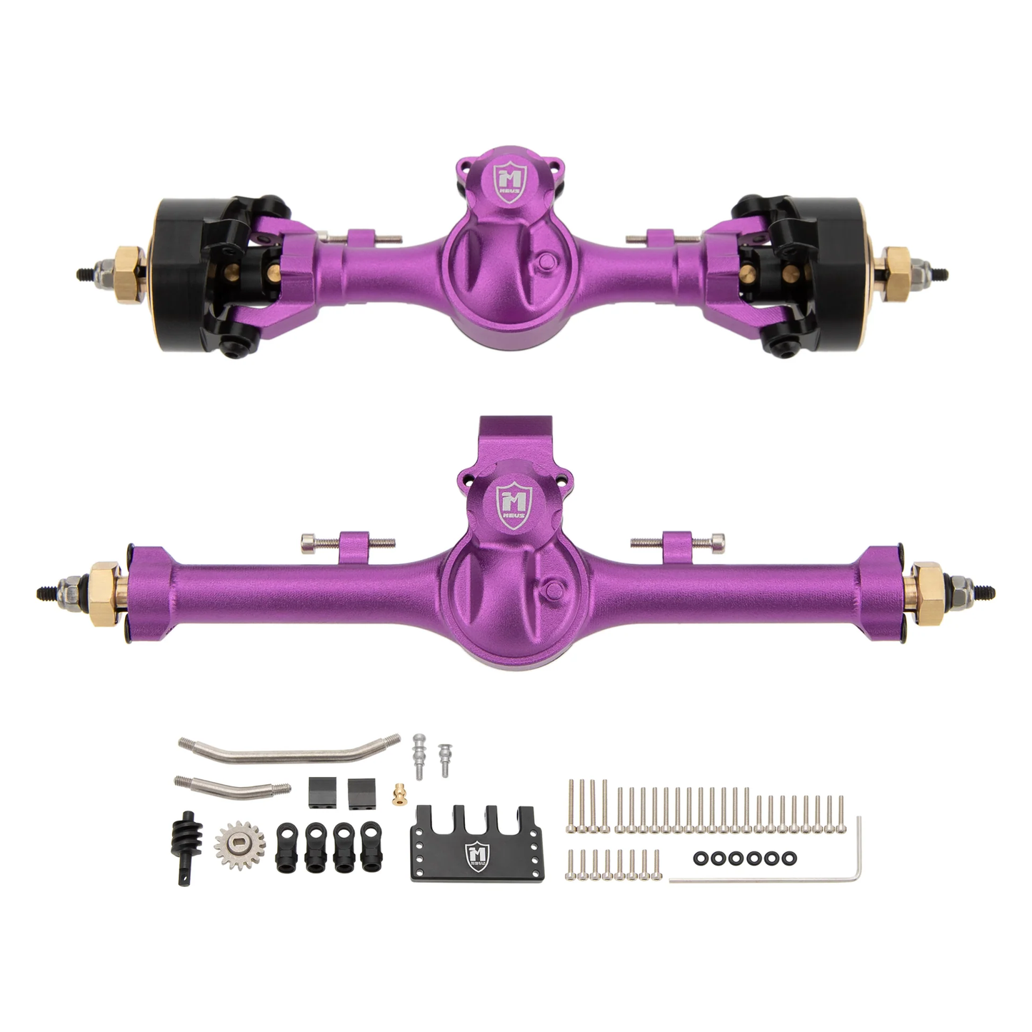 MEUS RACING 5mm Isokinetic V2 SCX24 Axles with 3-Section CVD for Axial 1/24 SCX24 RC Crawler (Purple)