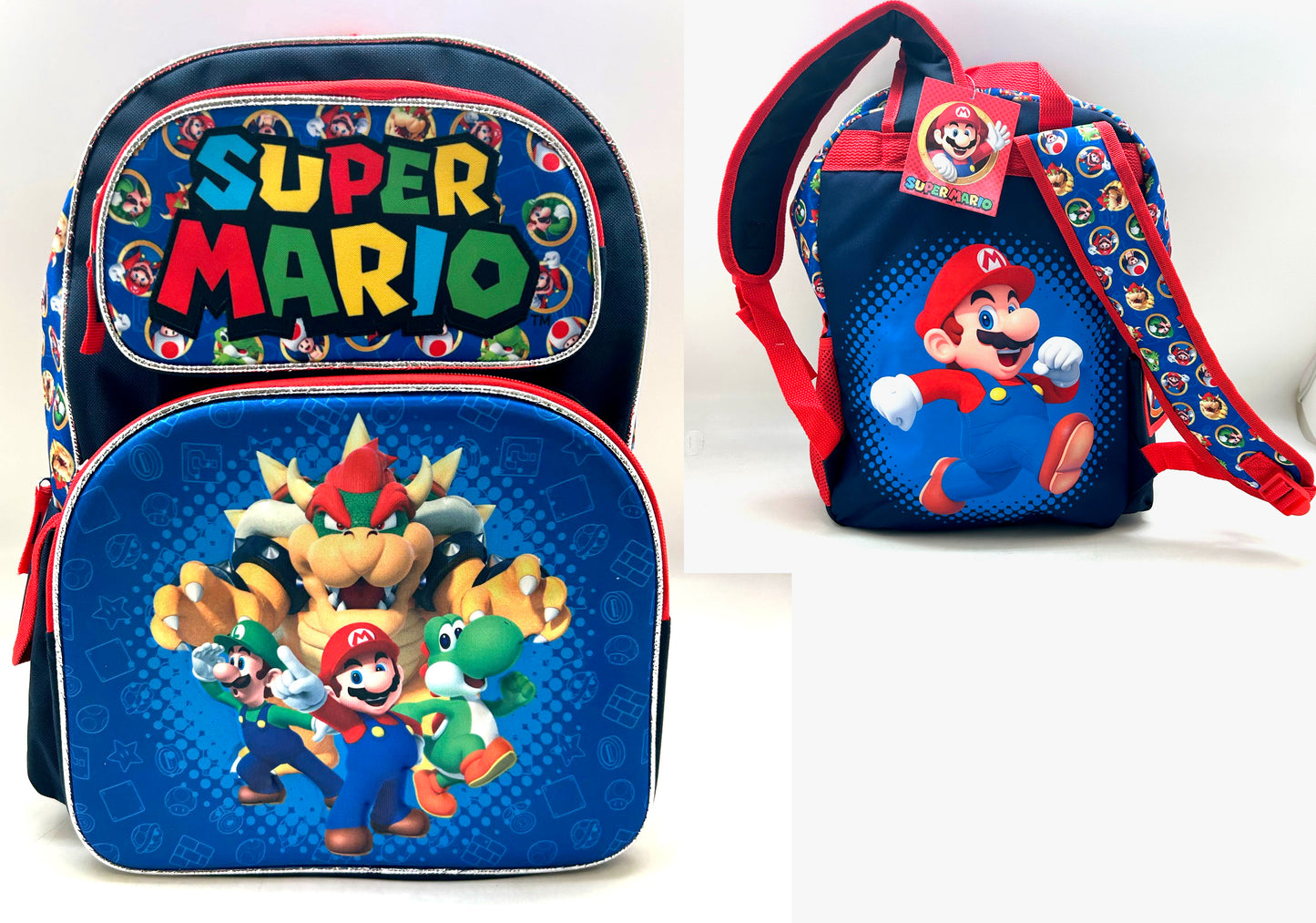 ZUB24NN61004 Mario 12" 3-D Backpack W/EMB Logo Print Front/Back
