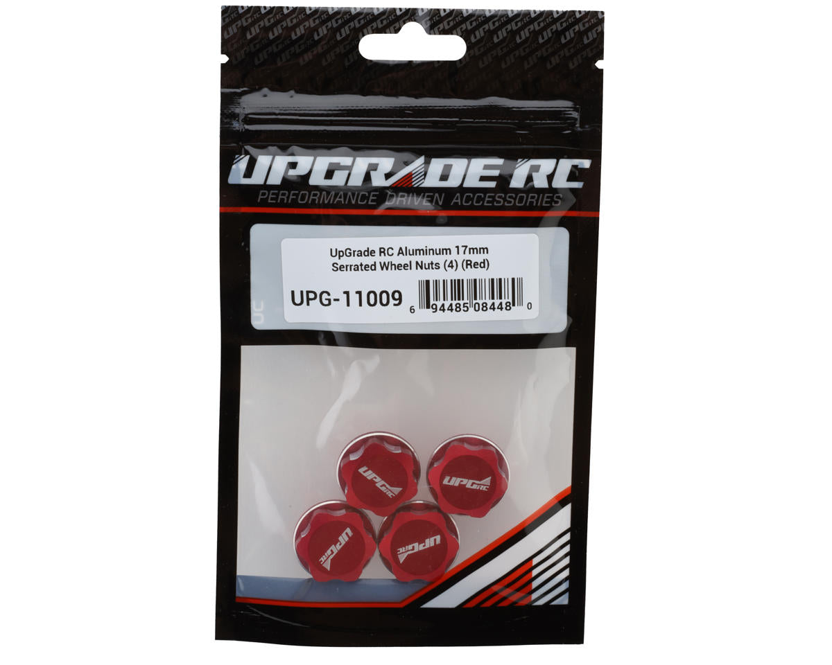 UPG-11009 UpGrade RC Aluminum 17mm Serrated Wheel Nuts (4) (Red) (Coarse Thread)