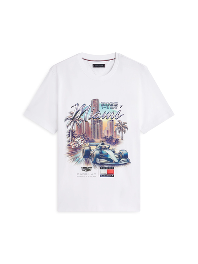 MN00107 Cadillac F1 Racing Special Edition Miami GP Graphic T-Shirt - White