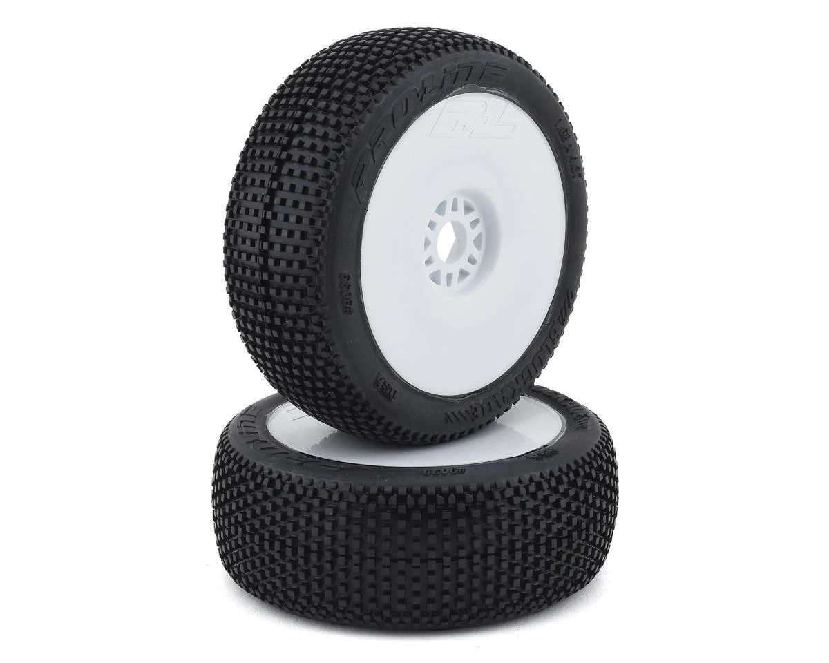 PRO9039233 Blockade Pre-Mounted 1/8 Buggy Tires (2) (White) (S3) w/Lightweight Wheel