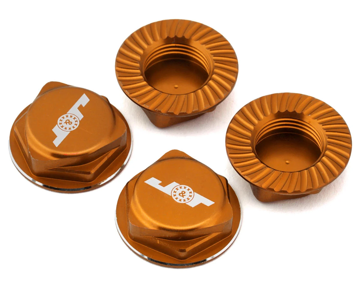 JTB-JT11160-O J&T Bearing Co. Aluminum 17mm Serrated Wheel Nuts (Orange) (4)