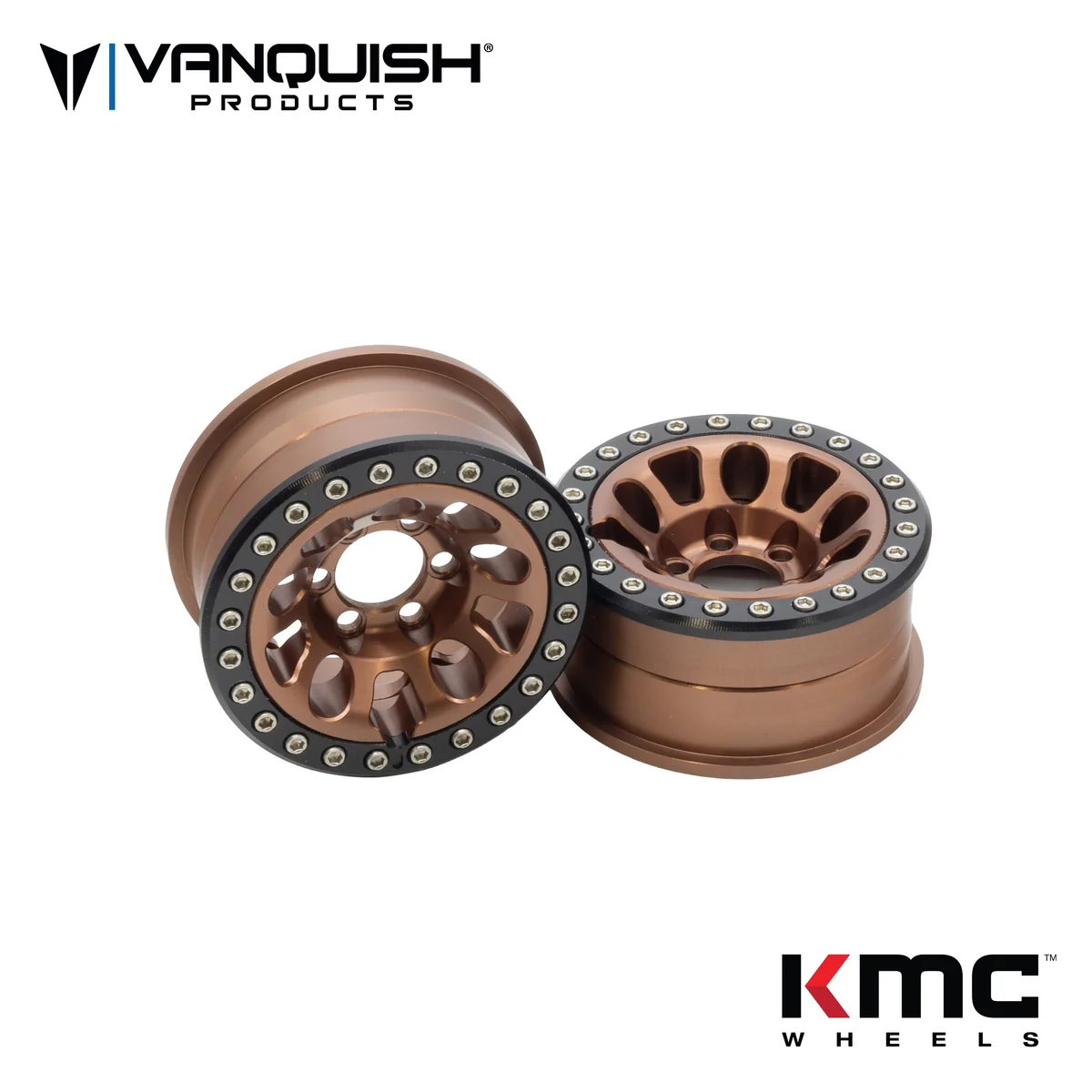 VPS06949 Vanquish Products 1.9" KMC KM241 E25 CNC Aluminum Crawler Beadlock Wheels (Bronze)