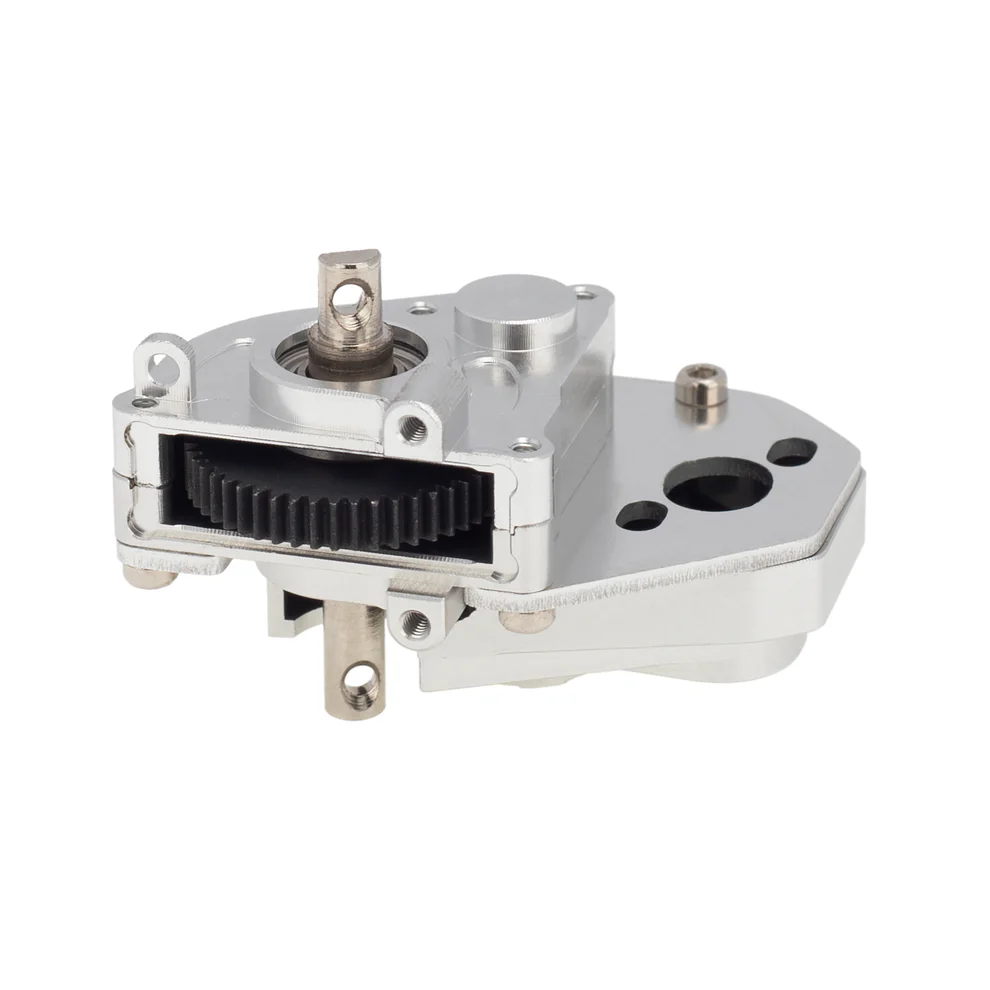 MEUS Racing SCX24 Assembled Transmission Complete Aluminum Gearbox (Silver)