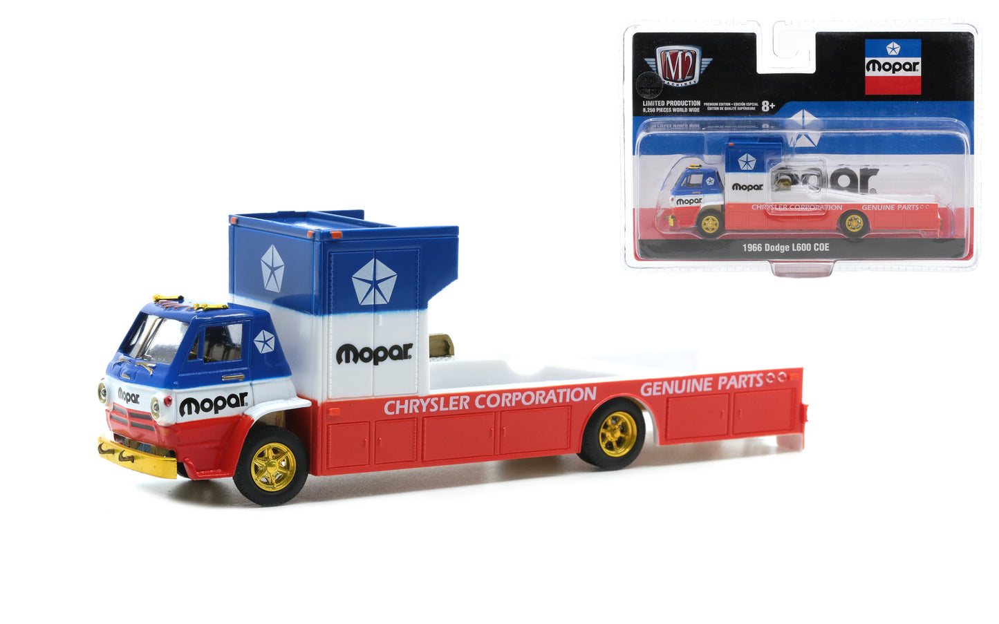 M2Machines 39100-HS02 1:64th Scale 1966 Dodge L600 Auto Hauler - CHASE!
